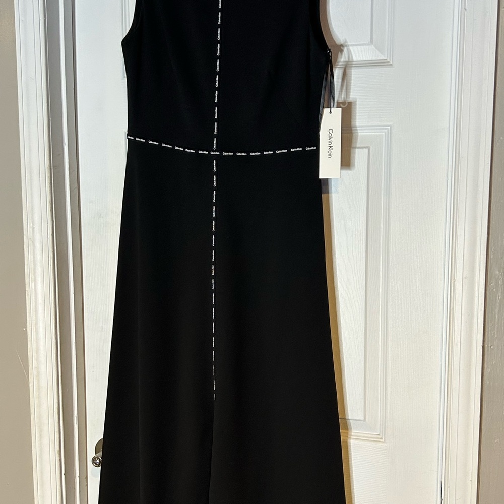 Calvin Klein Black Sheath Dress Sleeveless Mock Neck